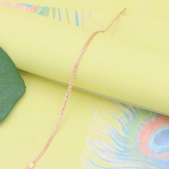 "Minimal Chain Rose Gold Bracelet in High Polish Finish, XPBL1085 - Picture 3 of 13